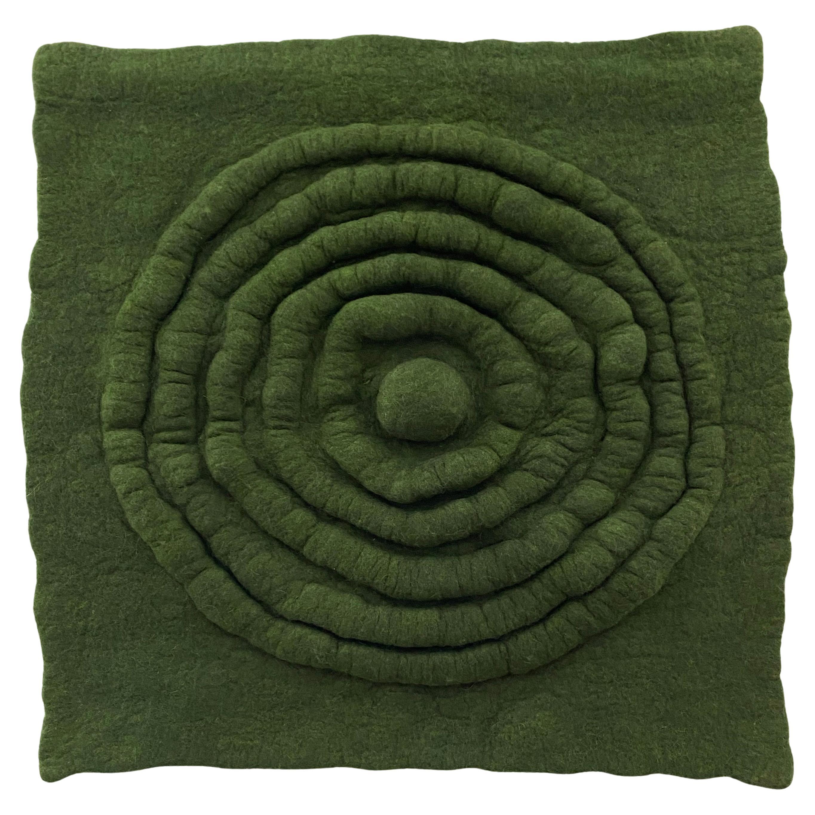 Handmade sculptural felt wall art TERRA Green by Studio Marmi