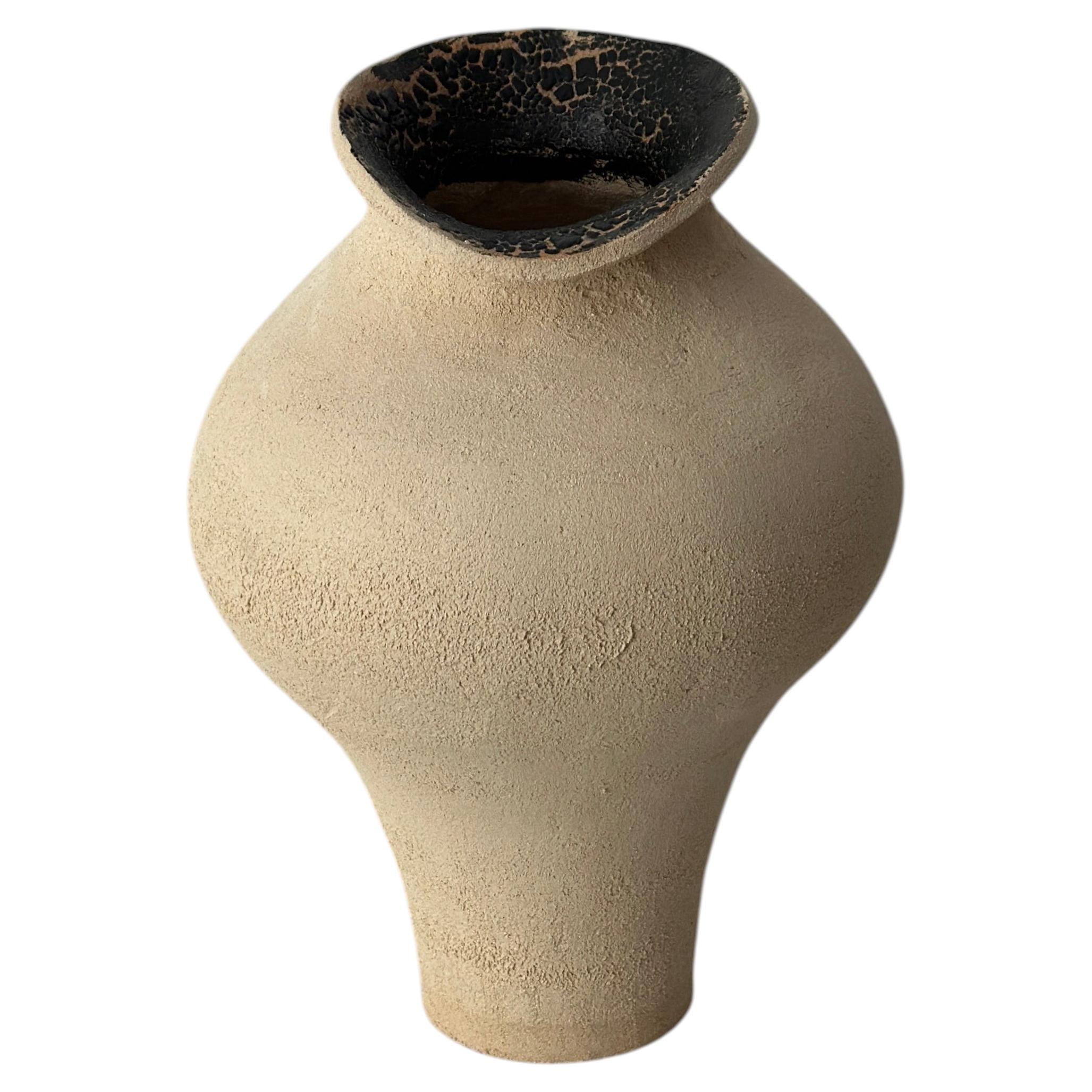 Handmade Sculptural Stoneware Vase, Organic Modern Ceramic Sculpture