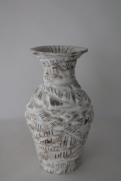 Handmade Sculptural White Ceramic Vase with Textured Surface – Wabi Sabi Organic