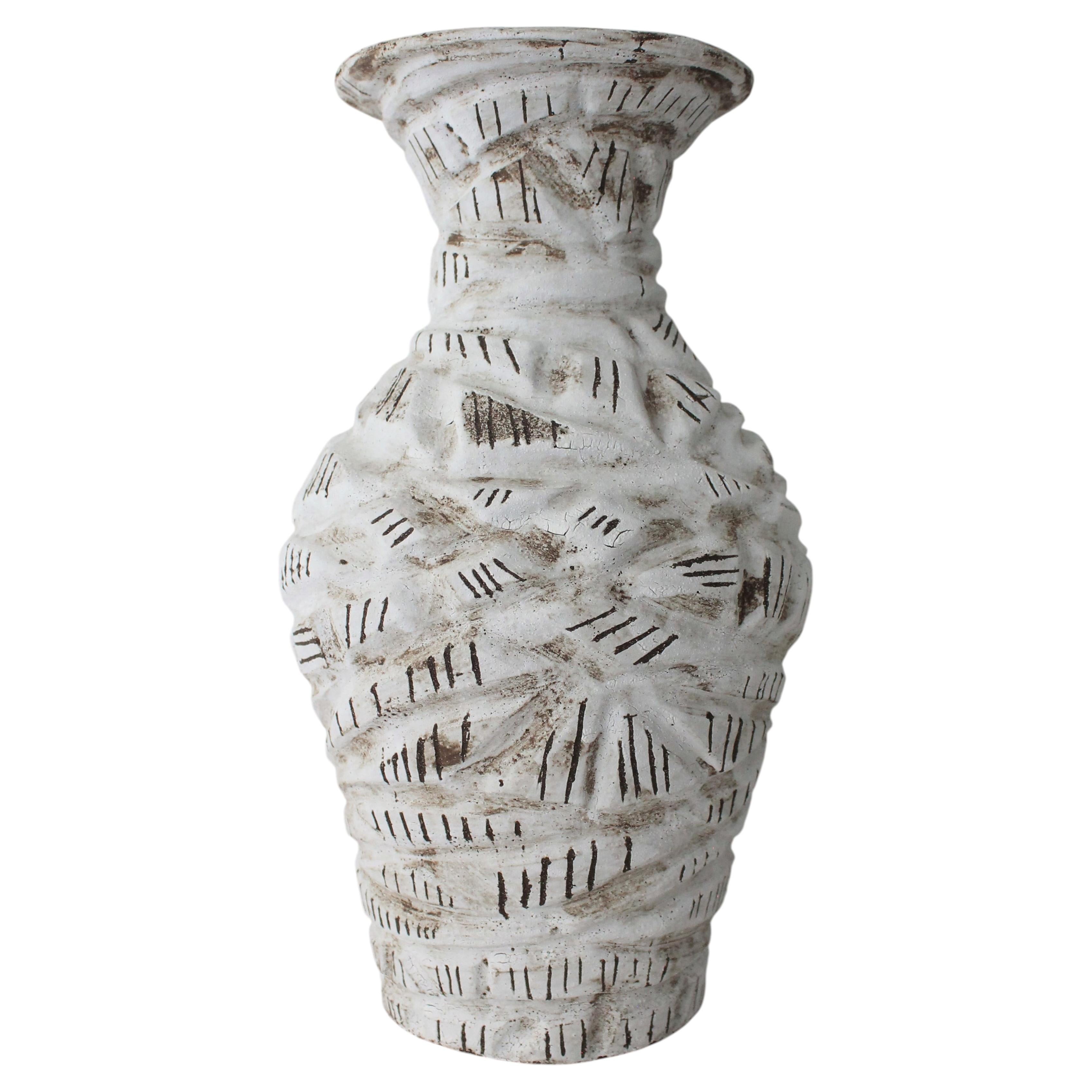 Handmade Sculptural White Ceramic Vase with Textured Surface – Wabi Sabi Organic