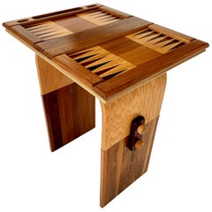 Handmade Sculptural Wood Backgammon Table