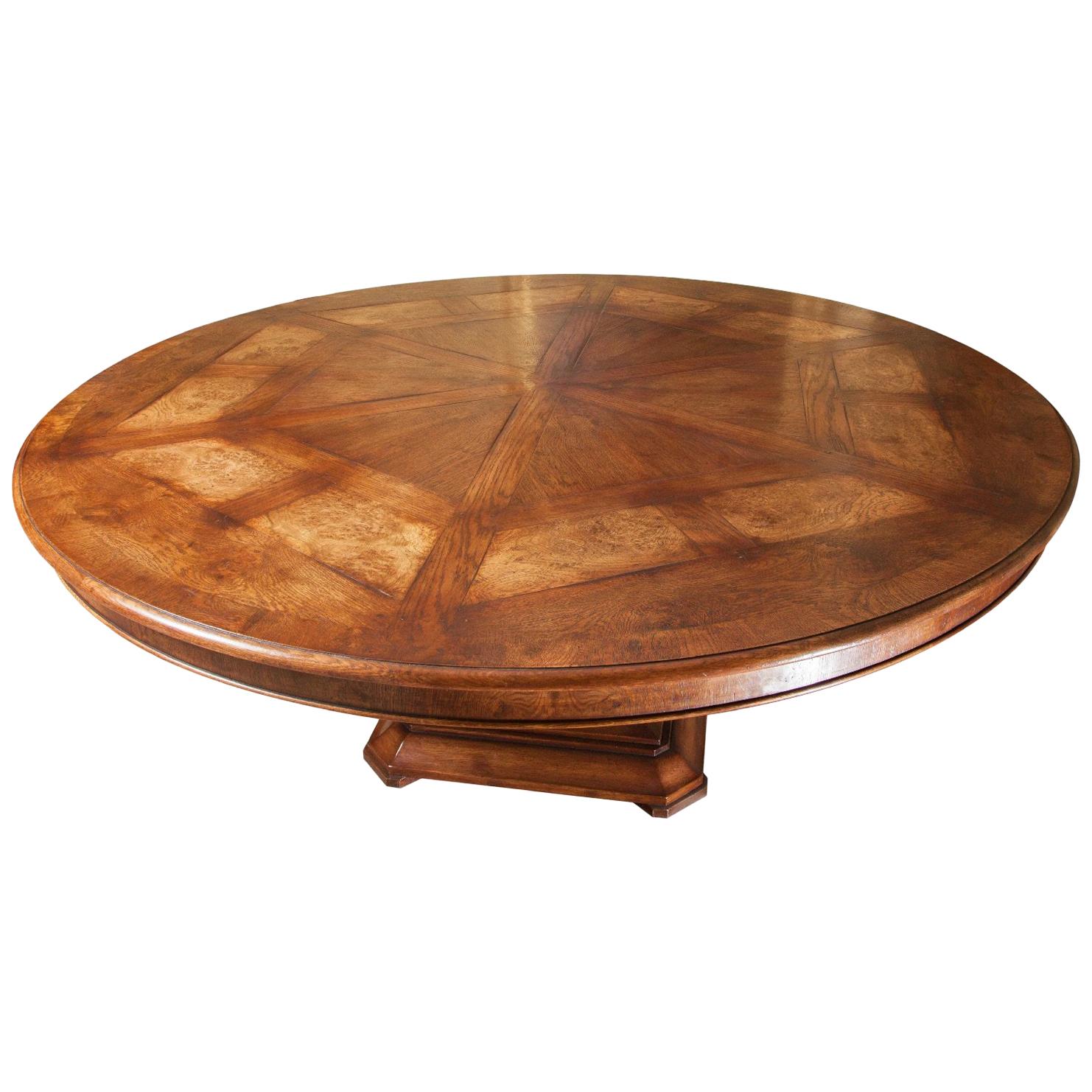 Dining Table Circular  Oak and Burr Oak veneered Segmented handmade by Garners For Sale