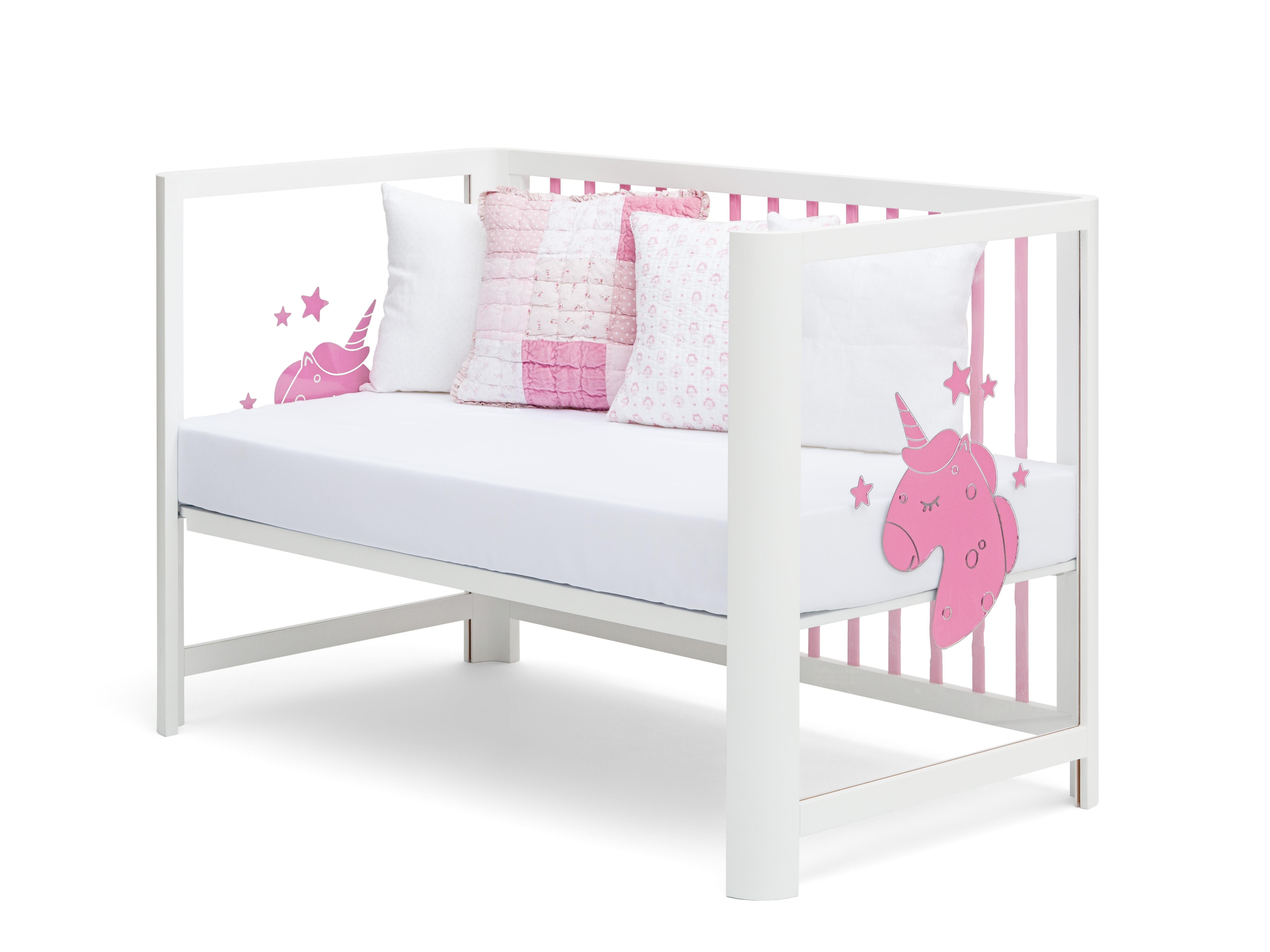 Handmade Sense of Sky 5-in-1 Convertible Crib in Lucite & Wood by MISK Nursery (Moderne) im Angebot