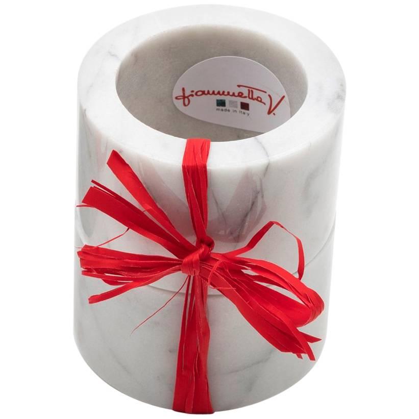 Handmade Set of 2 Napkin Rings in White Carrara Marble