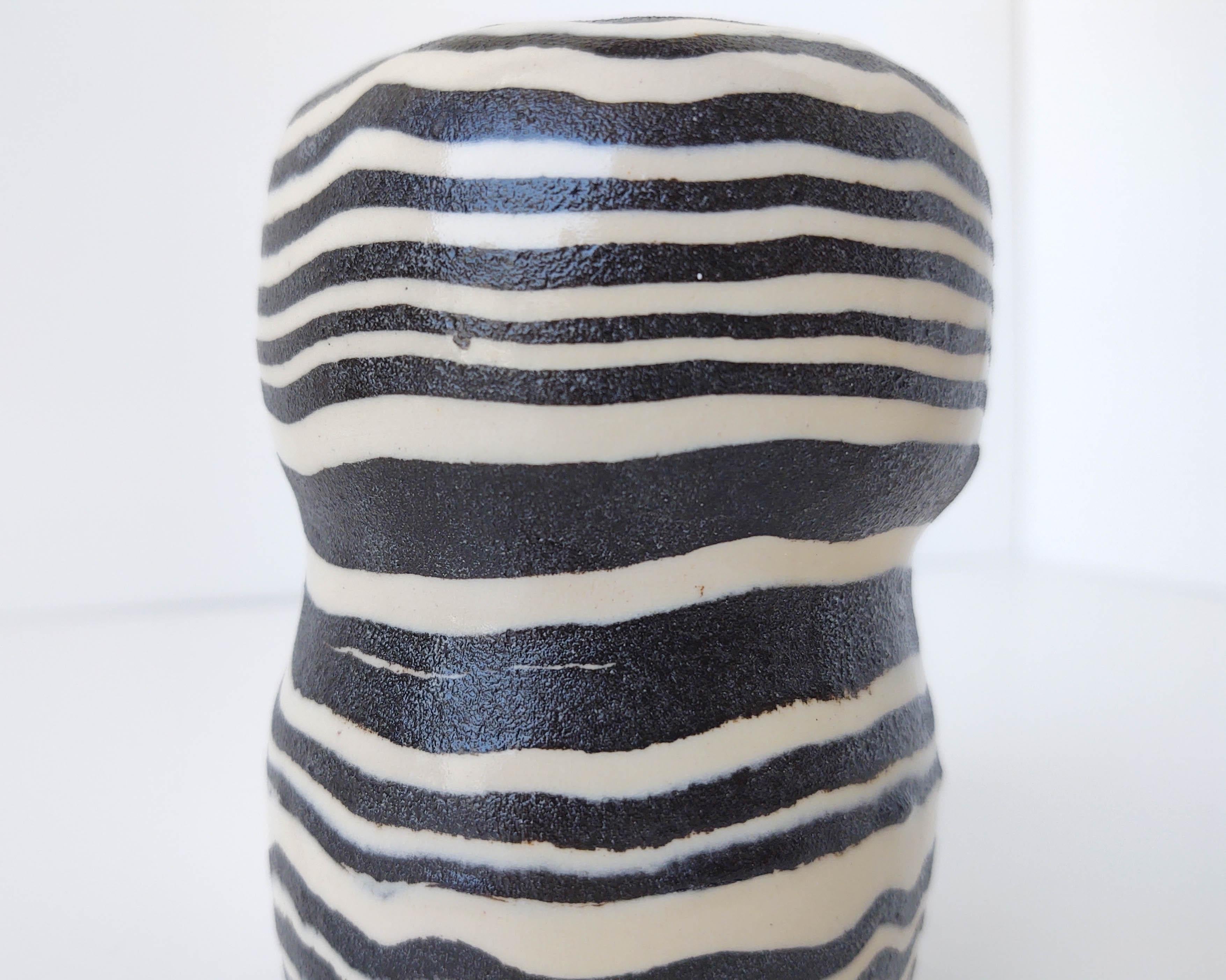 Handmade Set of Nerikomi 'Zebra' Striped Black and White Vases by Fizzy Ceramics 2