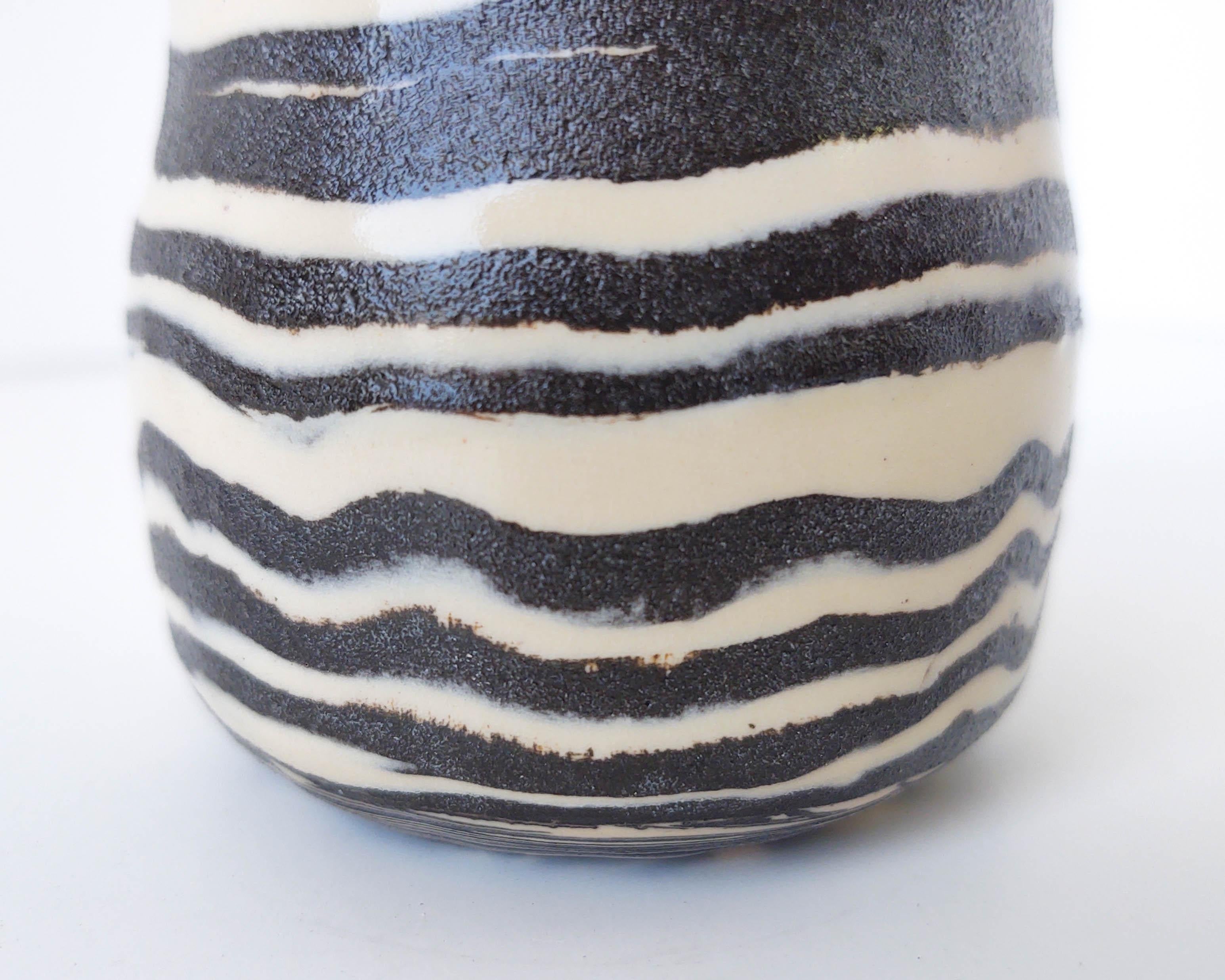 Handmade Set of Nerikomi 'Zebra' Striped Black and White Vases by Fizzy Ceramics 3