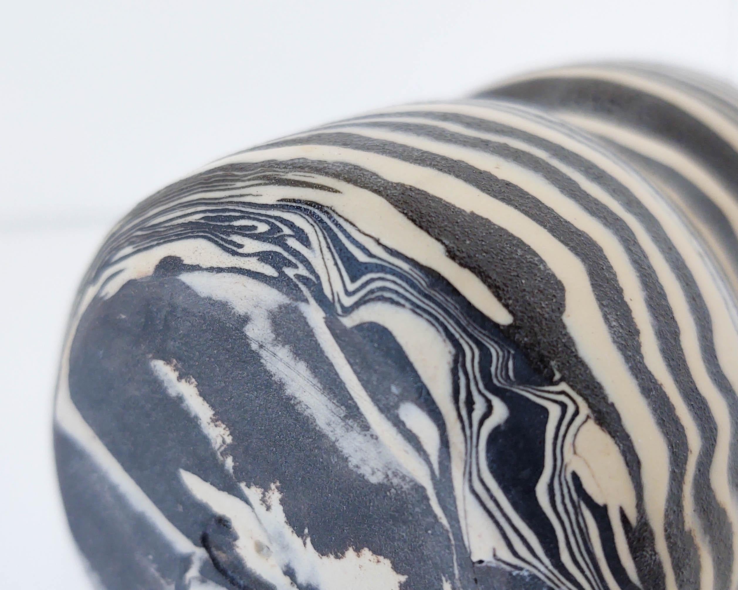 Handmade Set of Nerikomi 'Zebra' Striped Black and White Vases by Fizzy Ceramics 4