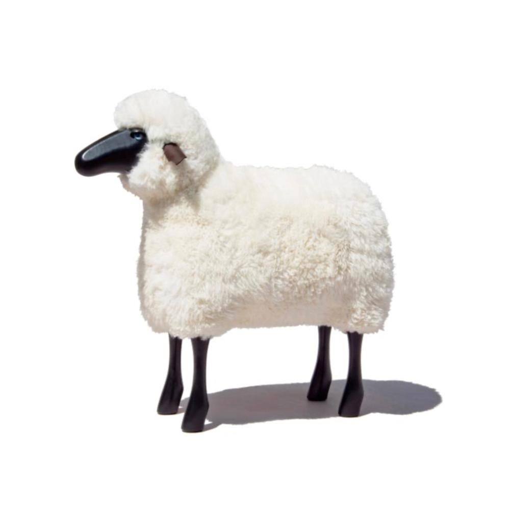 Modern Handmade sheep in curly white fur by Hans Peter Krafft, Meier Germany. For Sale