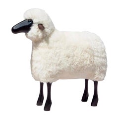 Handmade sheep in curly white wool by Hans Peter Krafft, Meier Germany.