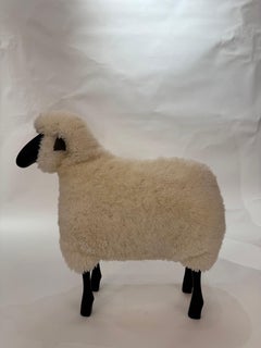 Oveja de piel blanca y madera de teca hecha a mano por Hans Peter Krafft, Meier Alemania.