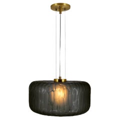 Handmade Shereen Large Modern Smoke and Brass Glass Pendant Light