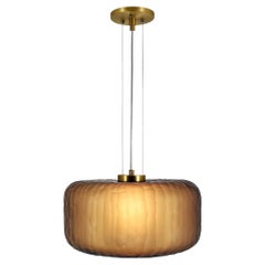 Handmade Shereen Large Modern Whiskey and Brass Glass Pendant Light