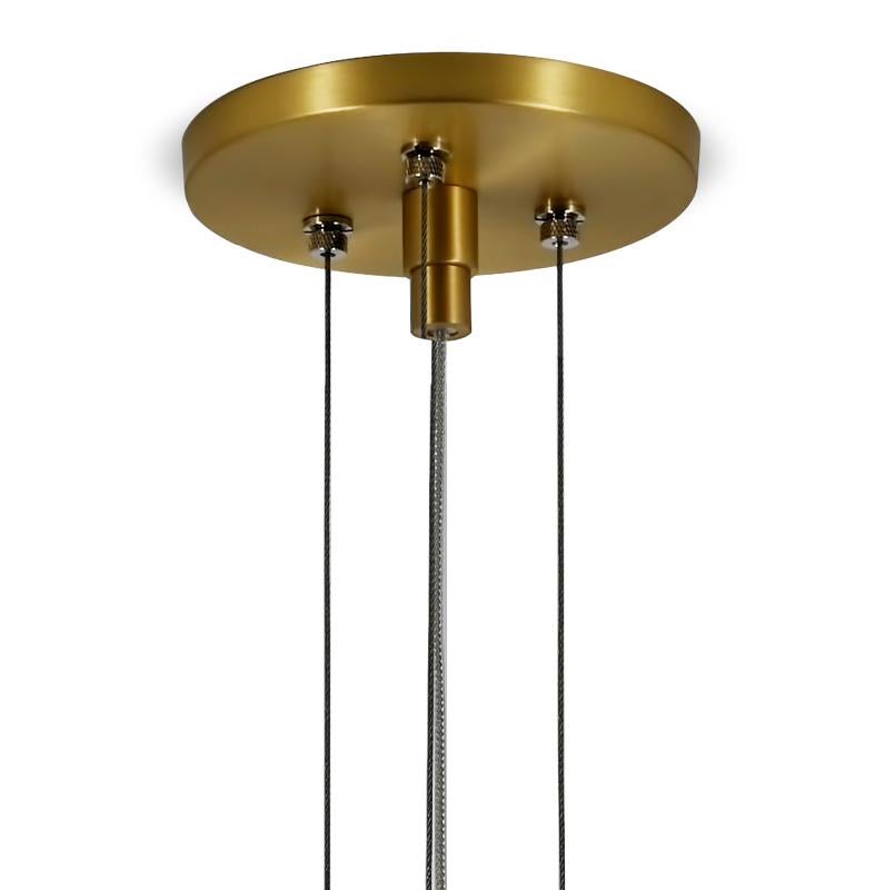 Handmade Shereen Large Modern White and Brass Glass Pendant Light In New Condition For Sale In Montreal, CA