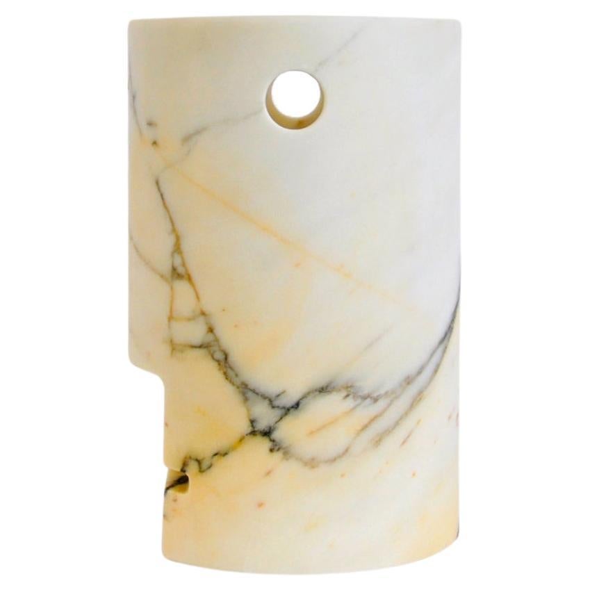 Handmade Short Cylindrical Face Vase in Paonazzo Marble