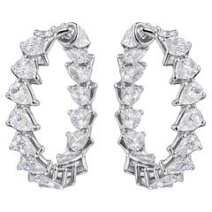 Handmade SI/H 2.53 Ct Diamond Hoop Earrings 18k White Gold Fine Jewelry