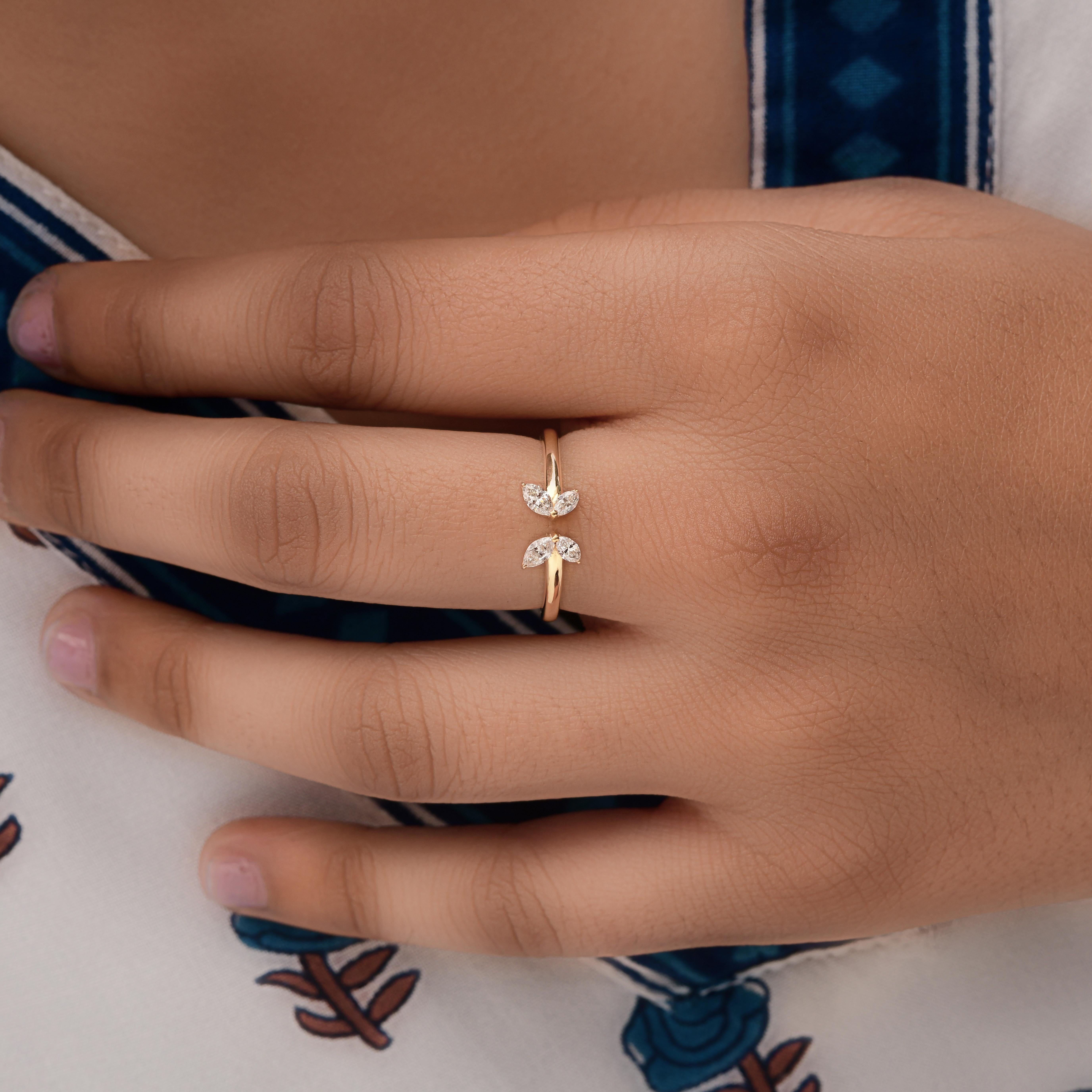 En venta: Anillo de oro amarillo de 14 quilates con un delicado diamante SI/H hecho a mano Todos los aranceles pagados  5