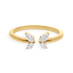 Handmade SI/H Diamond Dainty Butterfly 14k Yellow Gold Ring All Tariffs Paid