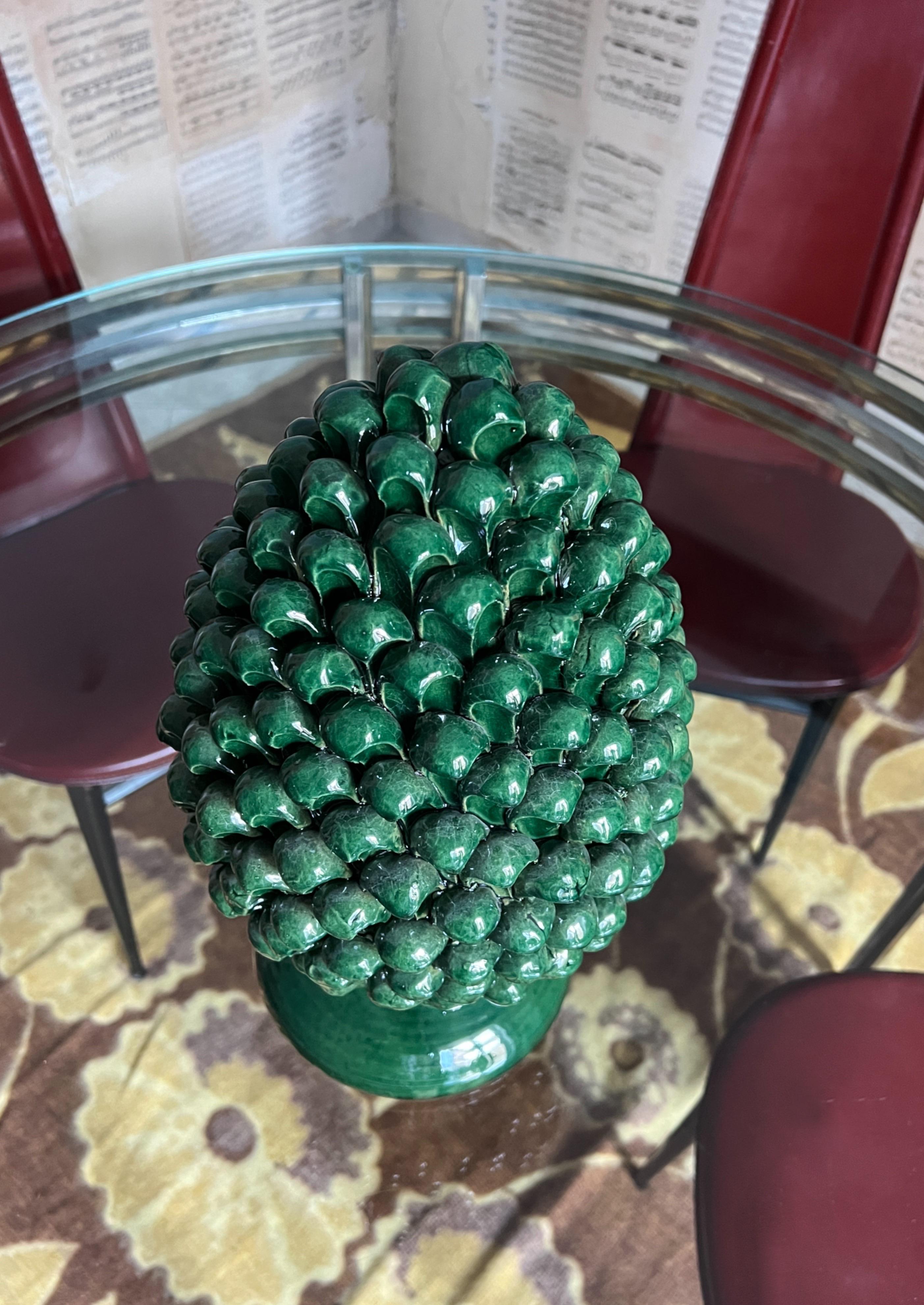 Handmade Sicilian Ceramic Pine Nut Italian Potter For Sale 5