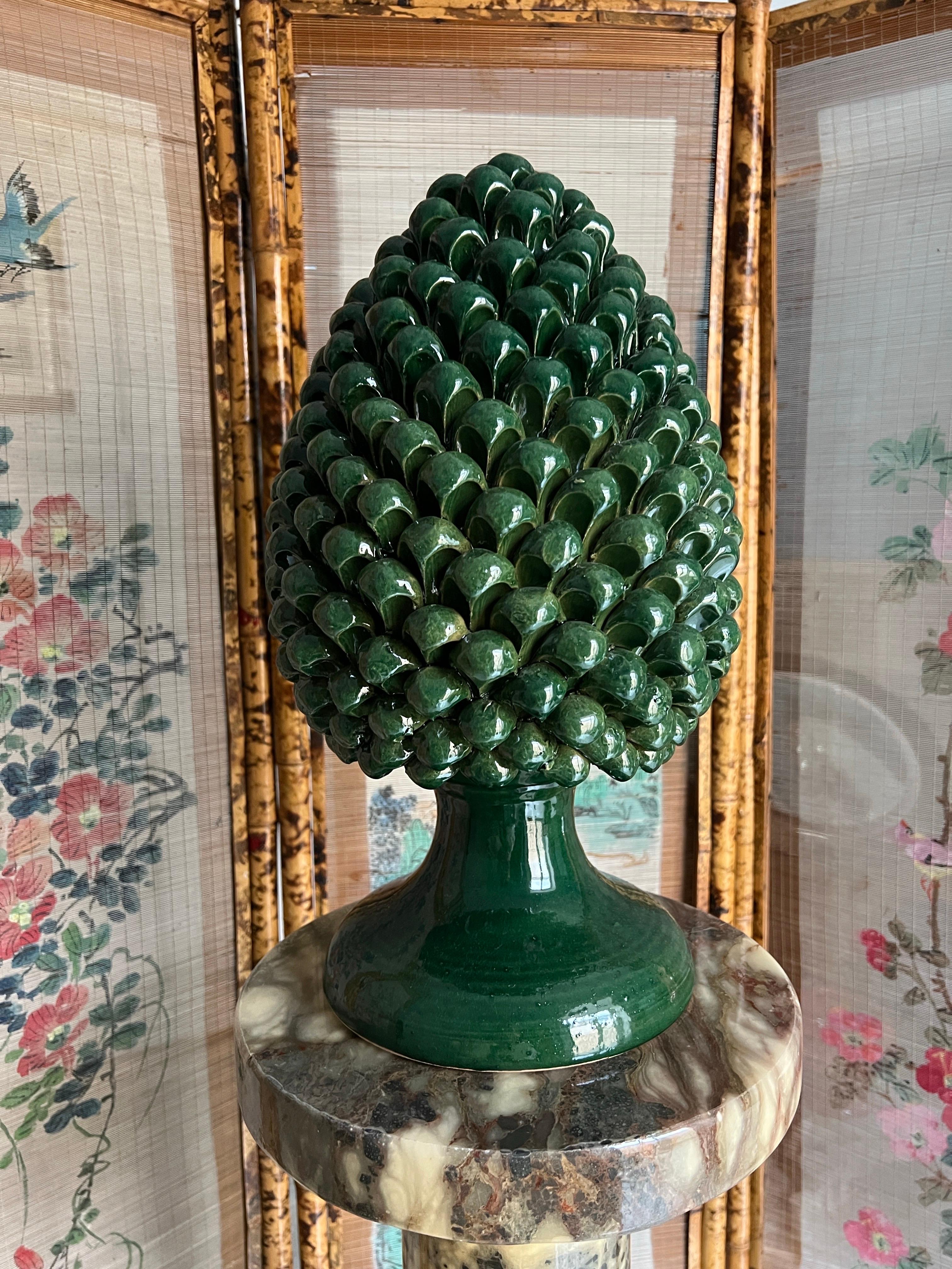Handmade Sicilian Ceramic Pine Nut Italian Potter For Sale 8