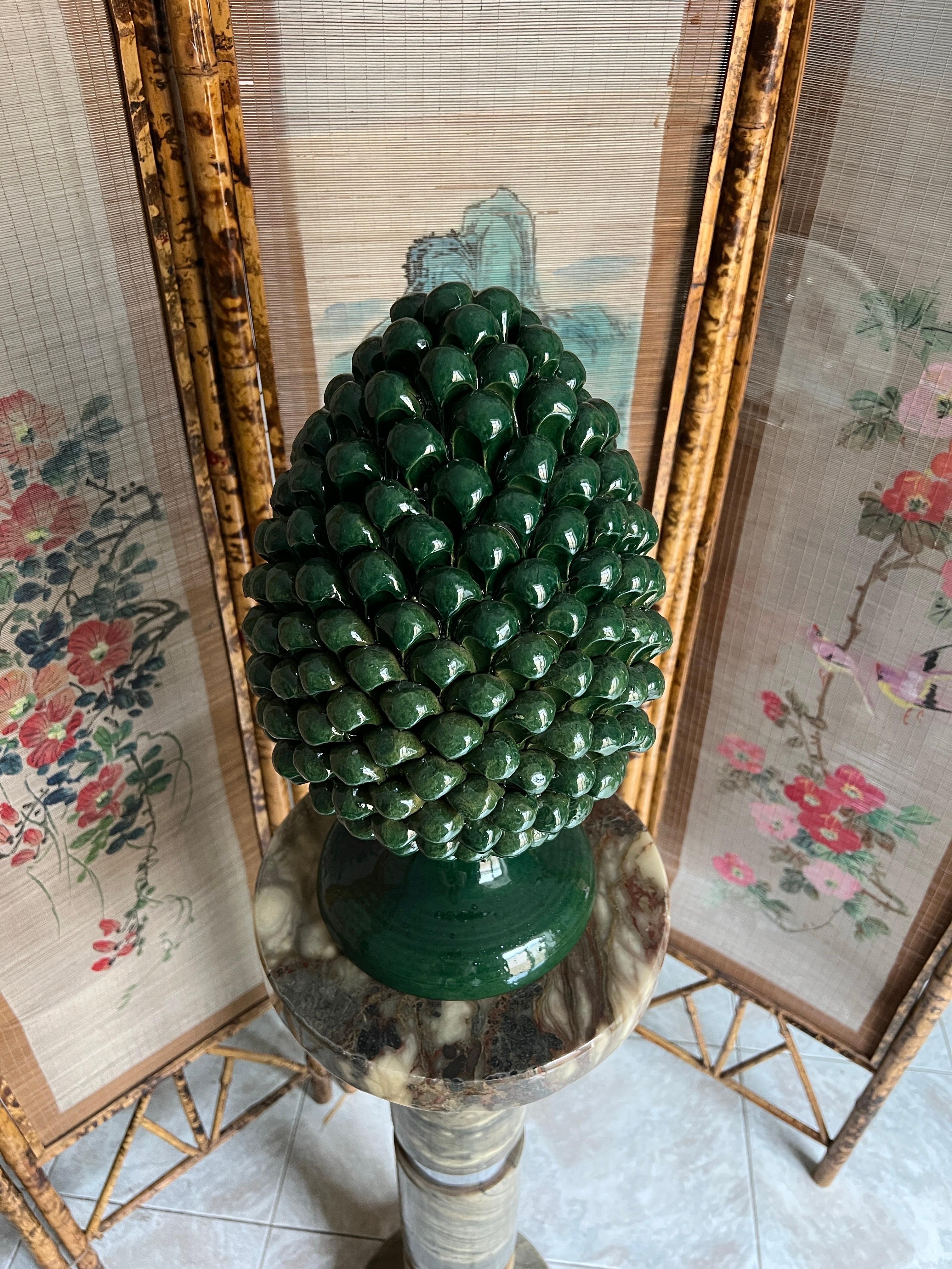 Handmade Sicilian Ceramic Pine Nut Italian Potter For Sale 1