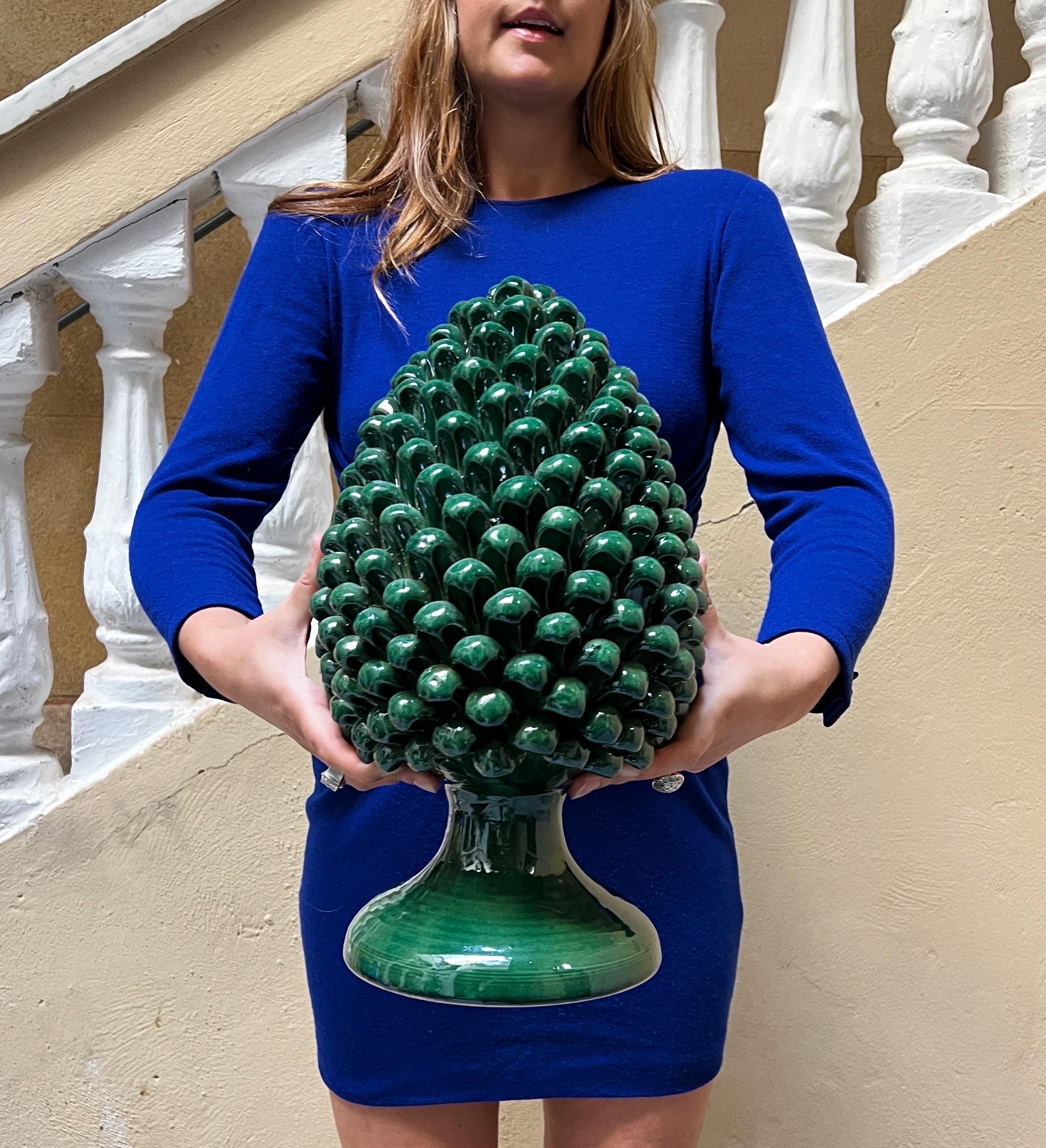 Handmade Sicilian Ceramic Pine Nut Italian Potter For Sale 2