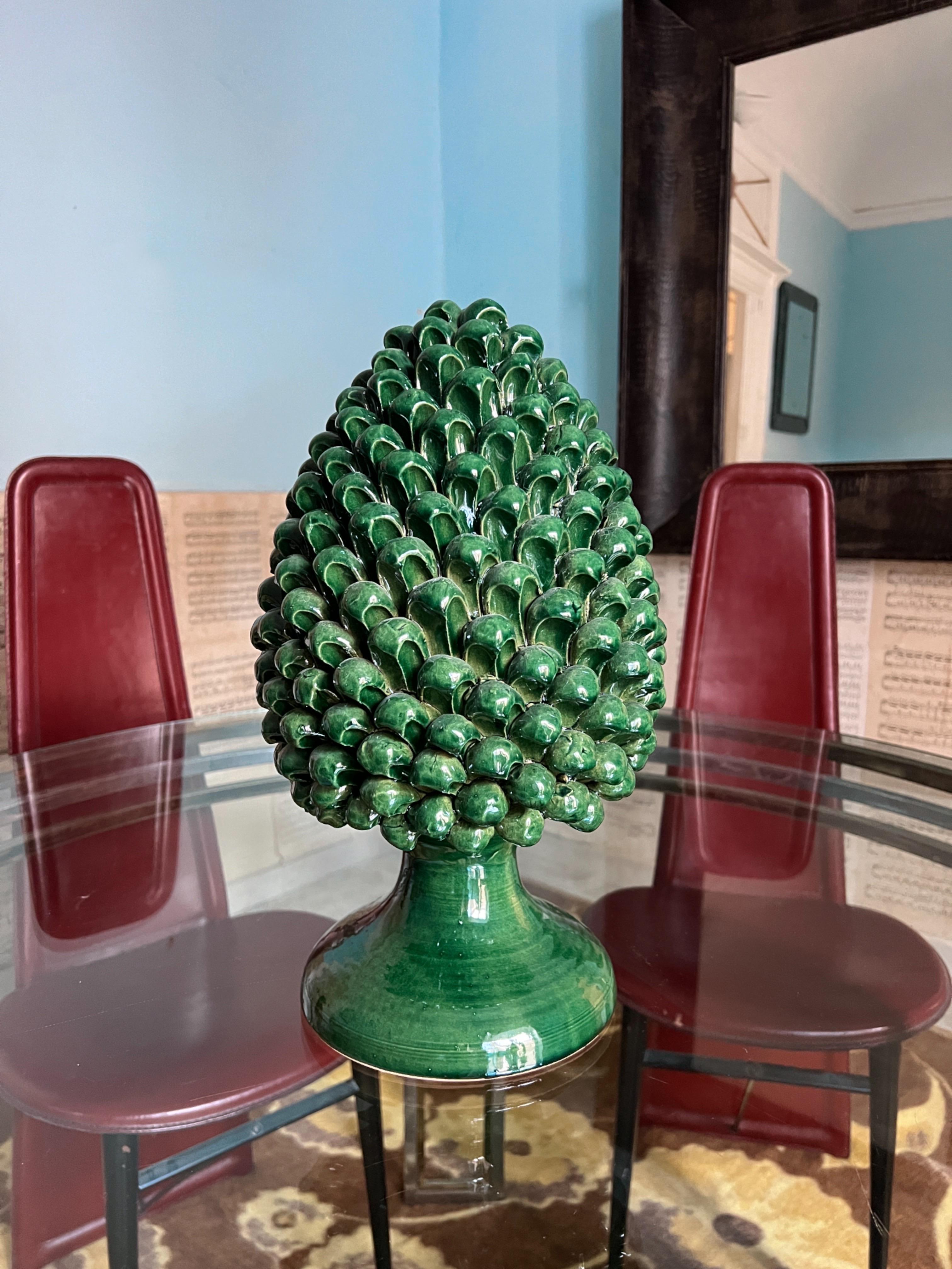 Handmade Sicilian Ceramic Pine Nut Italian Potter For Sale 4