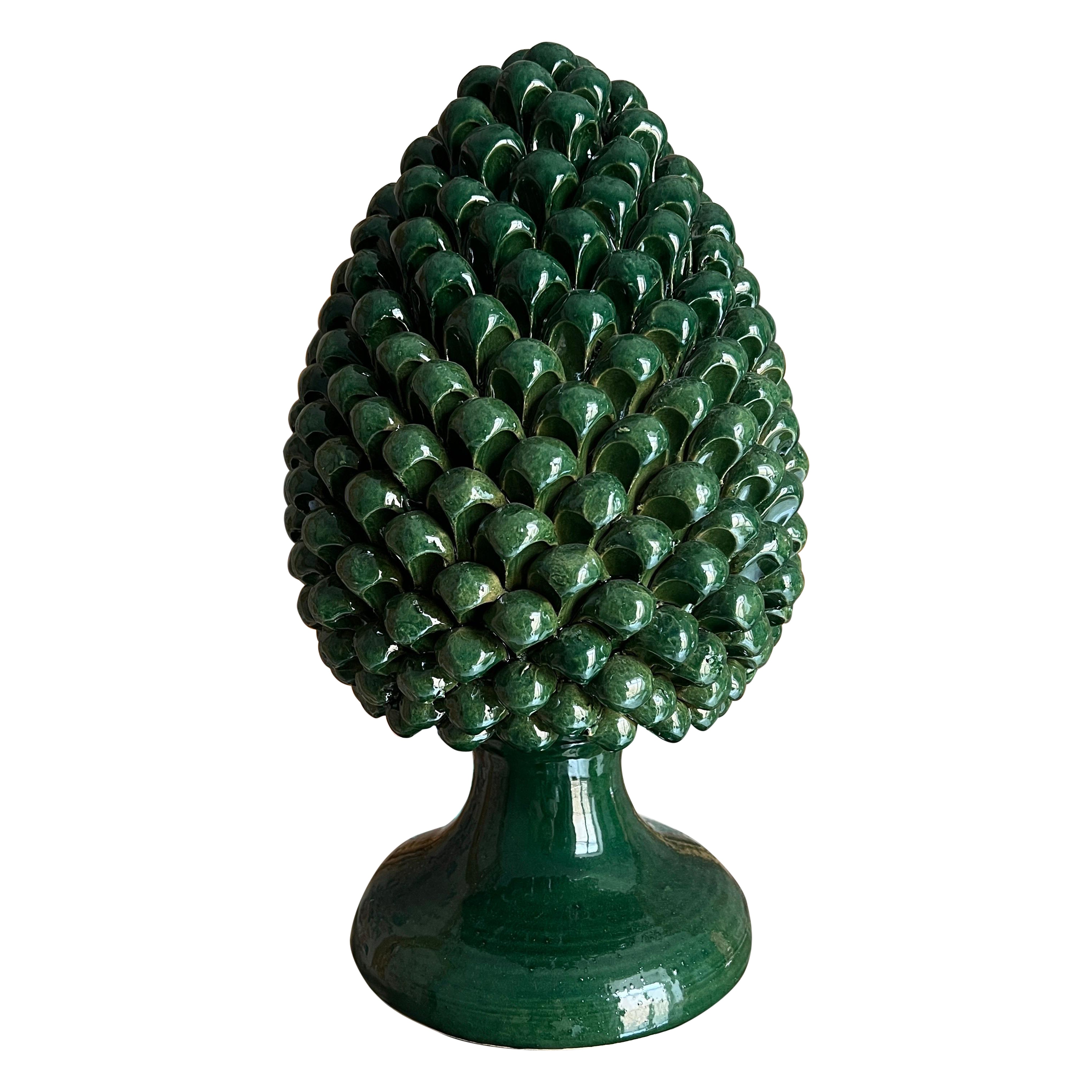 Handmade Sicilian Ceramic Pine Nut Italian Potter For Sale