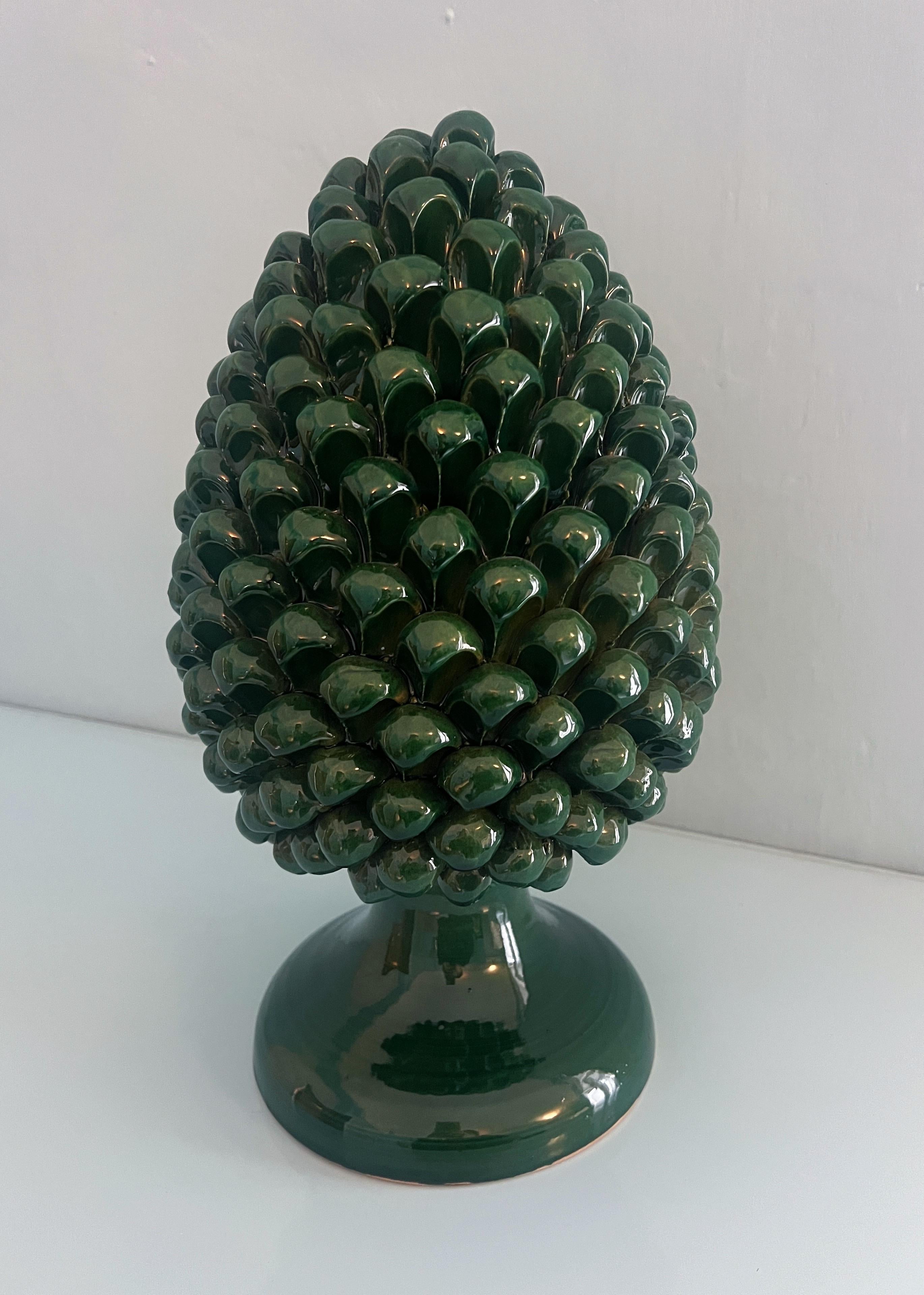 Contemporary Handmade Sicilian Ceramic Pine Nut Italian Pottery