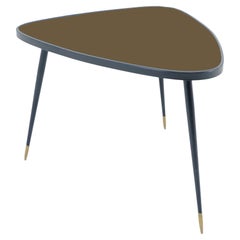Table d'appoint faite à la main de forme organique en fer noir avec contour 5 couleurs et grand plateau de 2 hauteurs