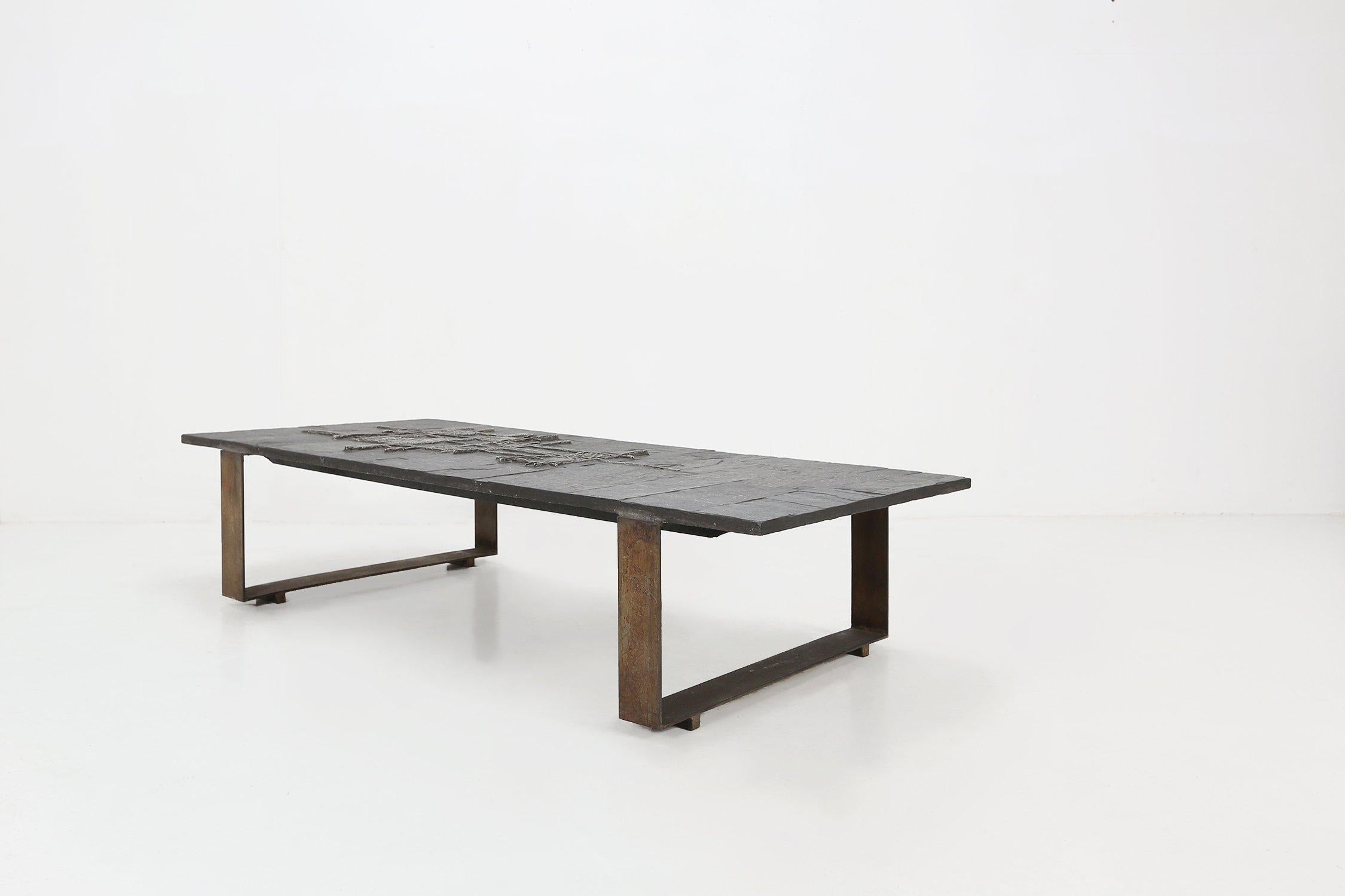 Belgium / 1960s / Coffee Table / Pia Manu / metal, stone, chrome / Mid-century / Vintage / Brutalist

Rare and unique rectangular handmade brutalist coffee table made by Pia Manu, Belgium, 1960. Signed Pia Manu on a side of the table top.

The table