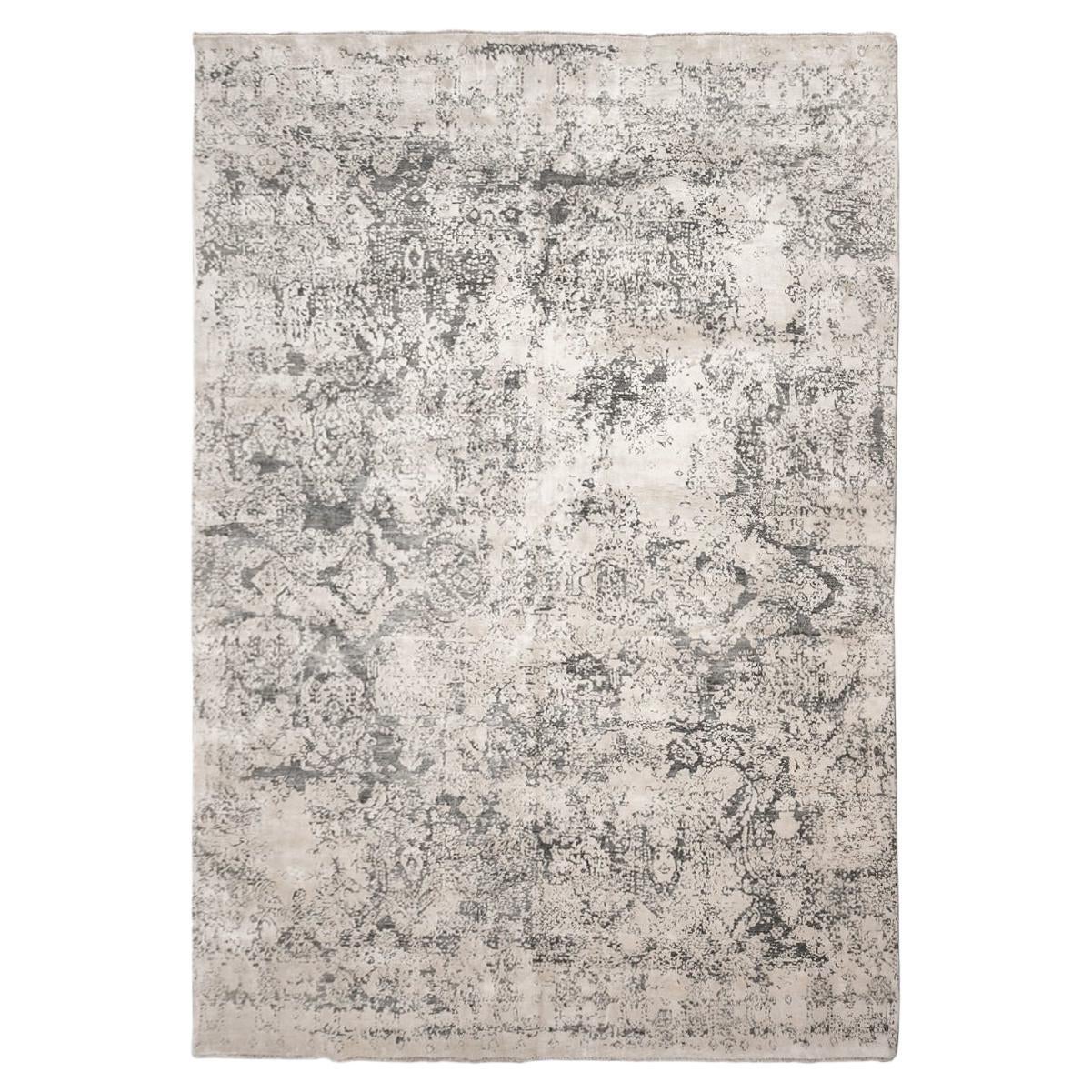 Abstract Rug Beige and Gray Design Handmade Silk and Wool.  3, 00 x 2, 00 m.