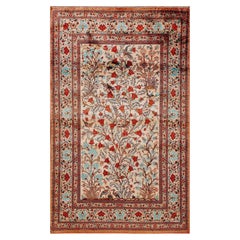 Handmade Silk Persian Rug Silk Ghom Rug 4x6 Silk Rug Silk Foundation Tapestry