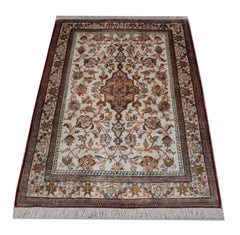 Handmade Silk Rug, Oriental Rugs Traditional Carpet Silk Floral