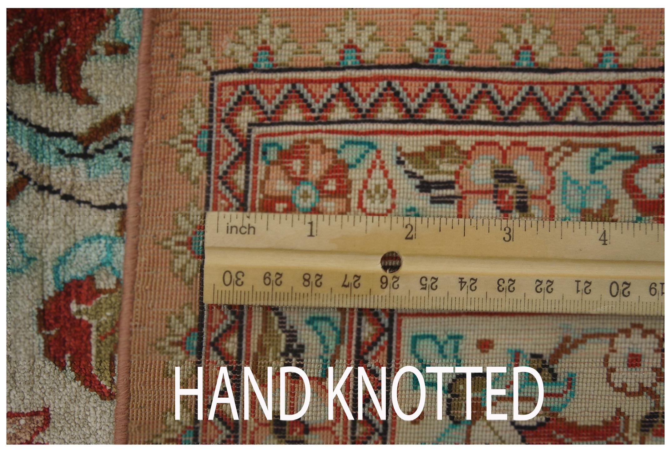 Hand-Knotted Handmade Silk Rug Persian Rug Silk Ghom Rug 4x6 Silk Rug Silk Foundation Signed For Sale