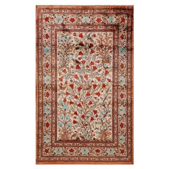 Handgefertigter persischer Ghom-Teppich aus Seide, 4x6, Seidenteppich, Seiden Foundation, signiert