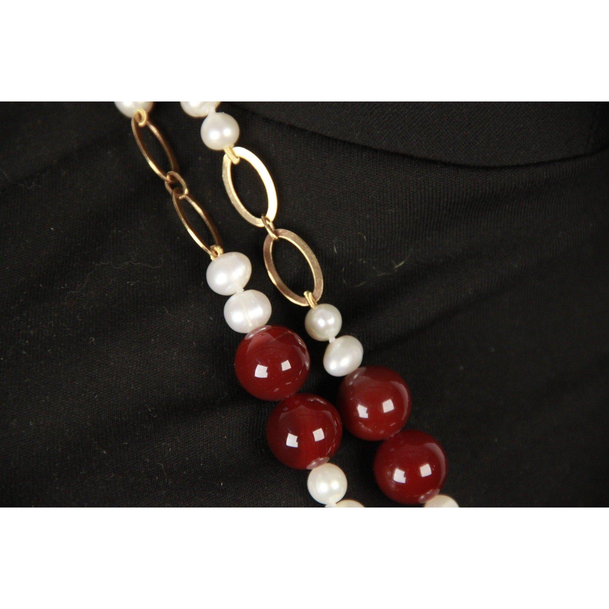 Handmade Silver 925 Necklace with Agate Baroque Pearls Beads 5