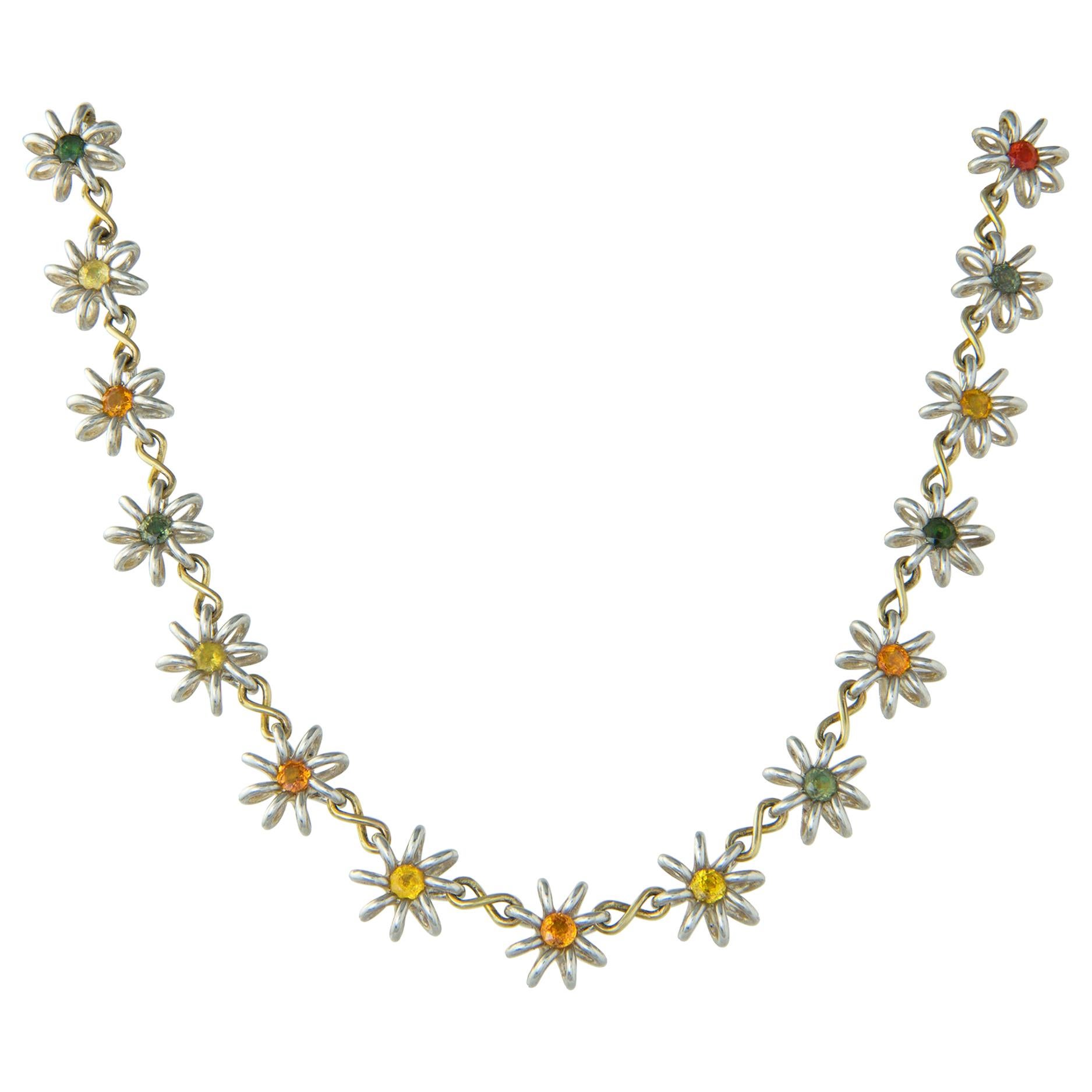 Handmade Silver and Gold Necklace by Lucie Heskett-Brem For Sale