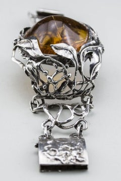 Handmade Silver Bracelet with Natural Amber