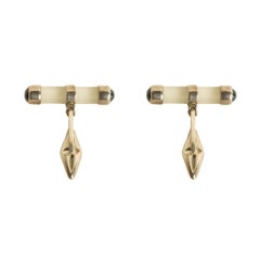 Handmade Silver Cufflinks with Rock Crystal and Totaling 1, 20 Ct Sapphires