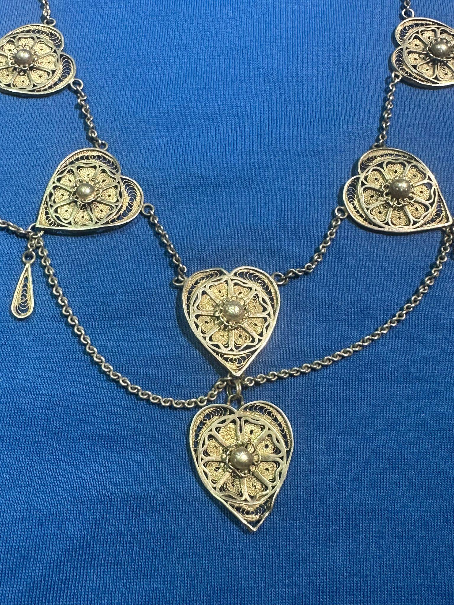 Handmade Silver Filigree Bezalel Necklace, Jerusalem, ca. 1920 For Sale 5