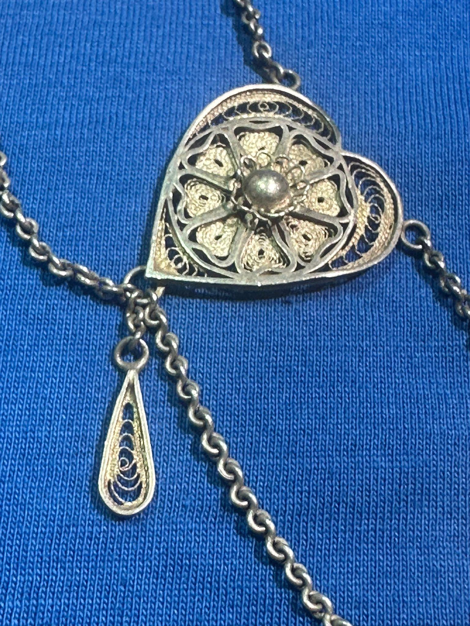 Israeli Handmade Silver Filigree Bezalel Necklace, Jerusalem, ca. 1920 For Sale
