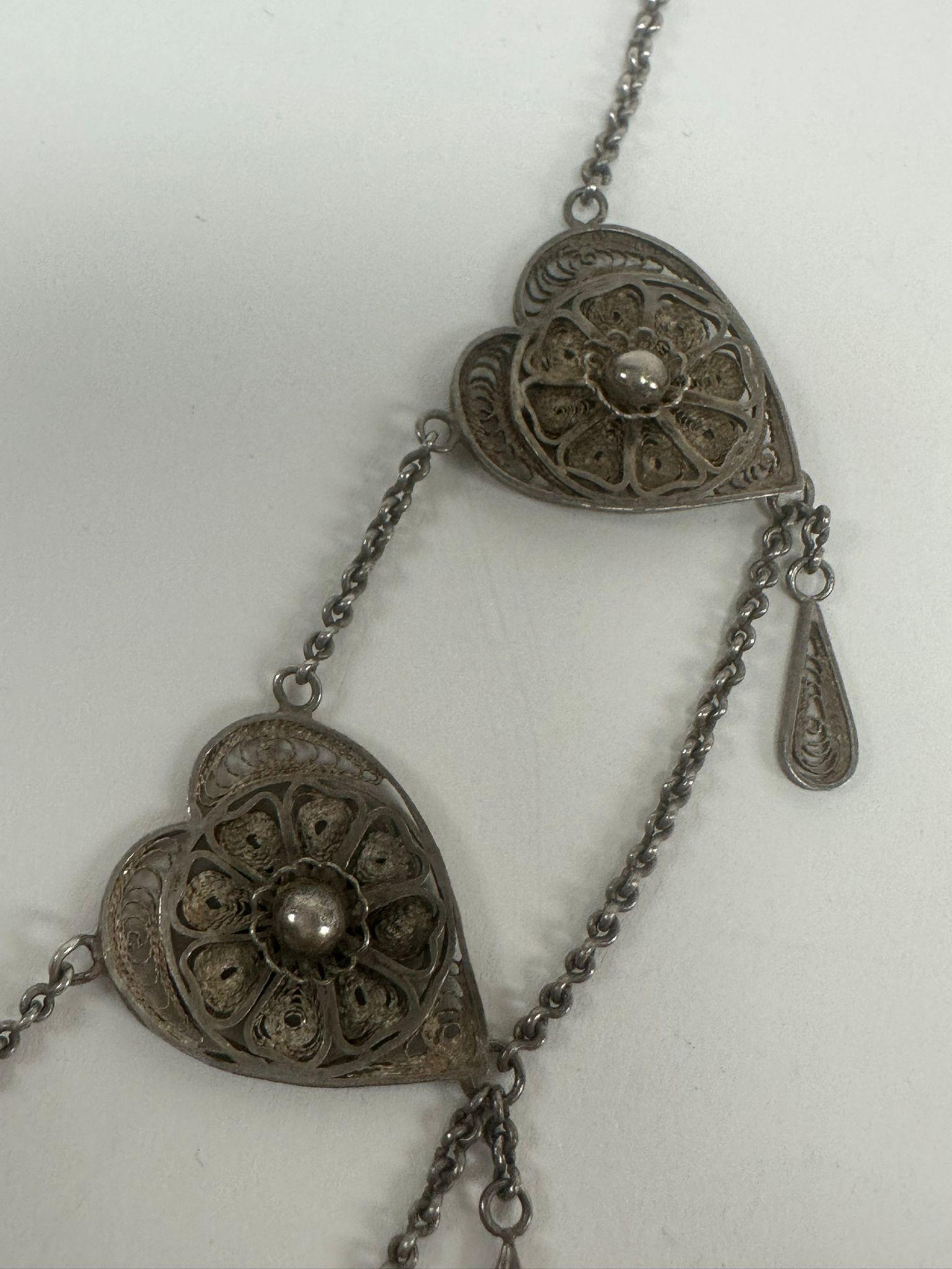 Handmade Silver Filigree Bezalel Necklace, Jerusalem, ca. 1920 For Sale 1