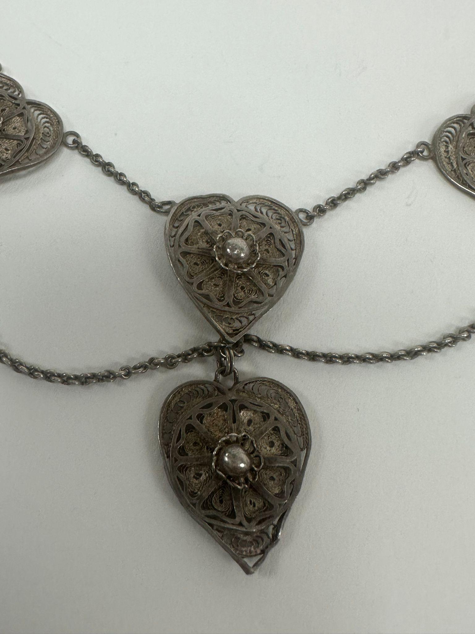 Handmade Silver Filigree Bezalel Necklace, Jerusalem, ca. 1920 For Sale 3