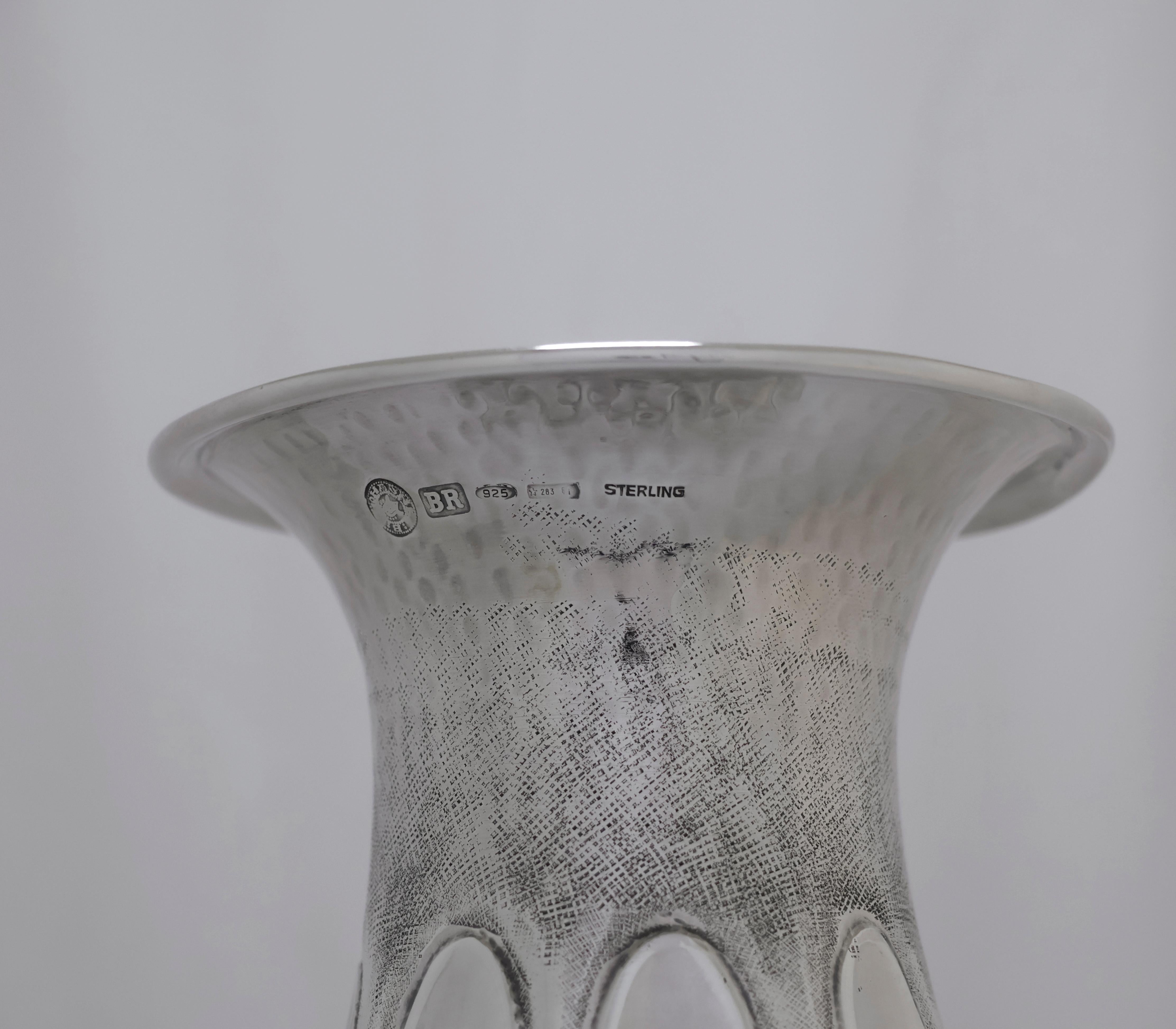 Vaso da fiori in argento fatto a mano con design a bolle lucidato di Brandimarte 1900 in vendita 2