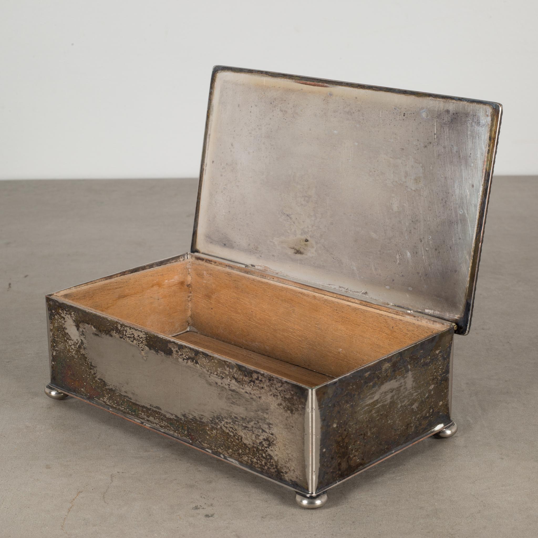 Handmade Silver Plate Footed English Box, circa 1940-1950 1