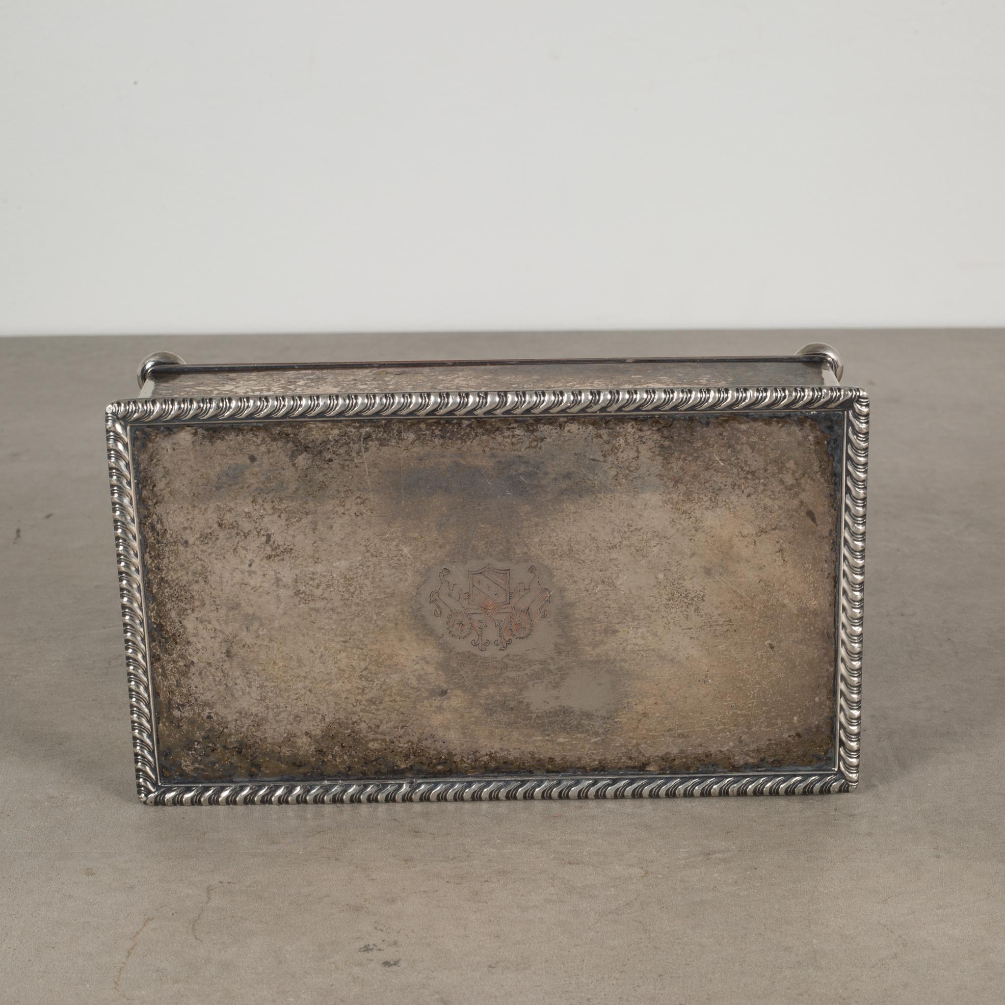 Handmade Silver Plate Footed English Box, circa 1940-1950 2