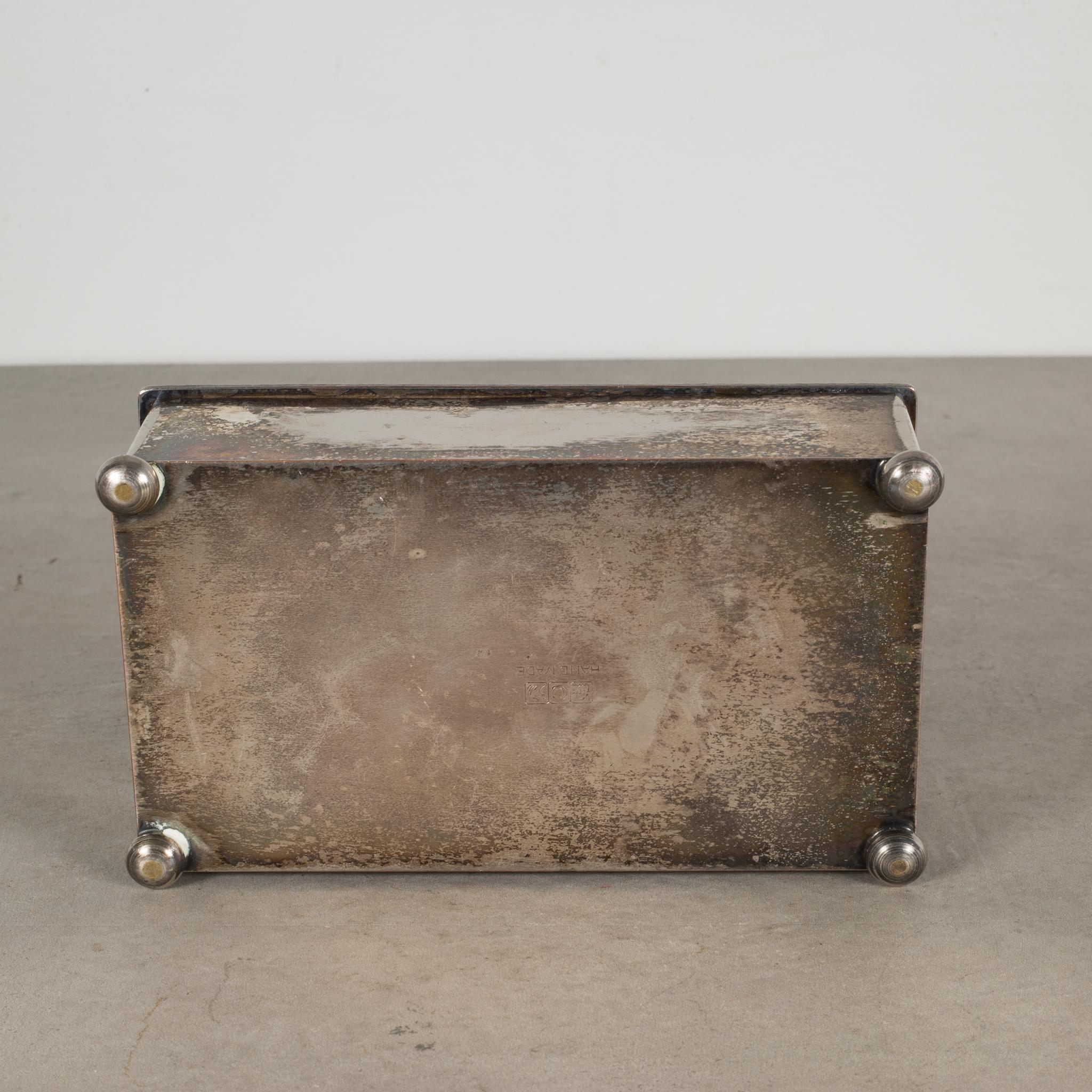 Handmade Silver Plate Footed English Box, circa 1940-1950 3