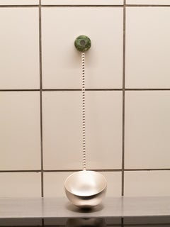 Handmade Silver Plated Soup Ladle Server Green Quartz by Natalia Criado