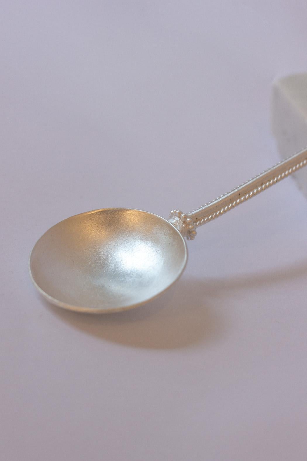 Modern Handmade Silver Plated Spoon Server Jasper Natural Stone Designed Natalia Criado For Sale