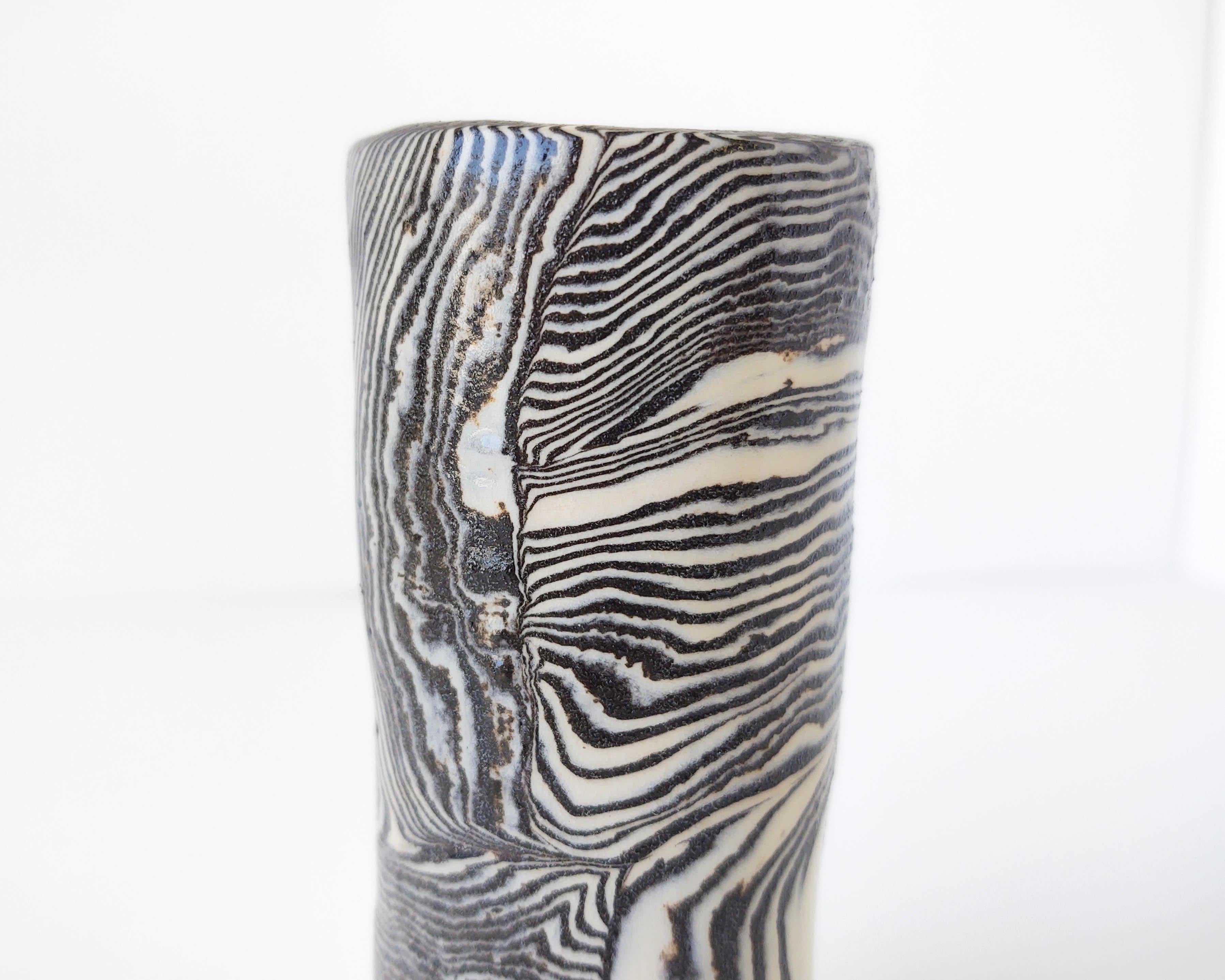 Handmade Small Psychedelic Nerikomi Black and White Vase by Fizzy Ceramics 3